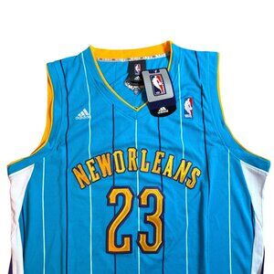 Anthony Davis New Orleans Hornets Jersey Men Small NBA 23 Blue Yellow Adidas NWT
